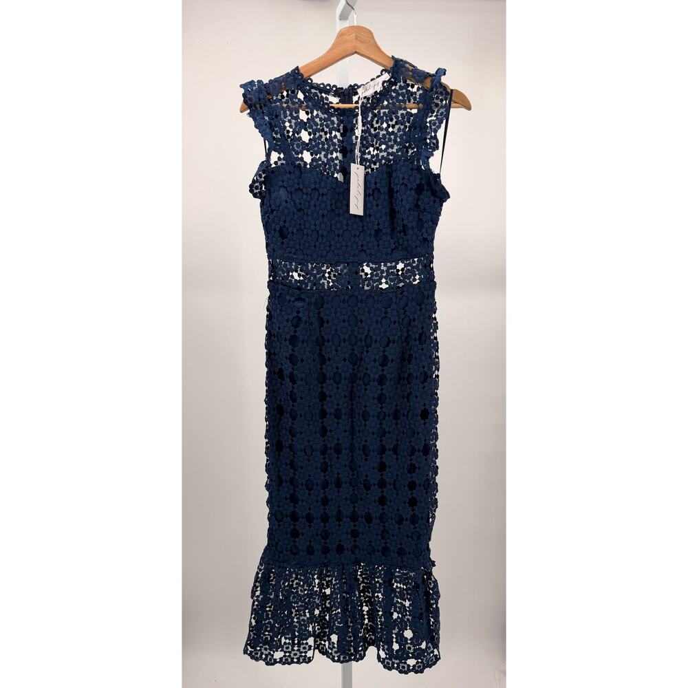 Petal & Pup Lauren Dress Size 8 Navy Crochet Lace Midi Mermaid NWT - Picture 5 of 9